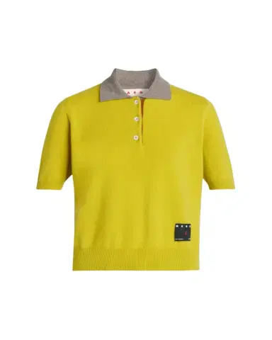 Marni Cashmere Short-Sleeve Polo Sweater | Thumbnail 1 Marni Cashmere Short-Sleeve Polo Sweater | Thumbnail 1
