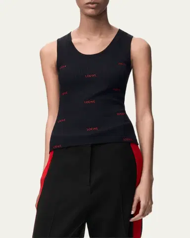 Loewe All-Over Logo Embroidered Rib Tank Top | Thumbnail 4 Loewe All-Over Logo Embroidered Rib Tank Top | Thumbnail 4