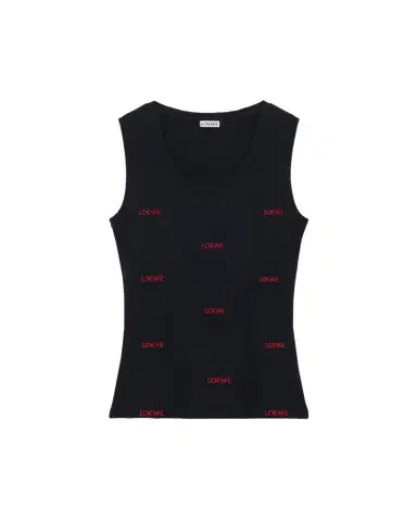 Loewe All-Over Logo Embroidered Rib Tank Top | Thumbnail 1 Loewe All-Over Logo Embroidered Rib Tank Top | Thumbnail 1