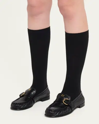 Miu Miu Crinkled Leather Buckled Moccasin Loafers | Thumbnail 2 Miu Miu Crinkled Leather Buckled Moccasin Loafers | Thumbnail 2