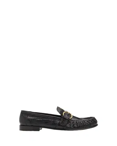 Miu Miu Crinkled Leather Buckled Moccasin Loafers | Thumbnail 1 Miu Miu Crinkled Leather Buckled Moccasin Loafers | Thumbnail 1