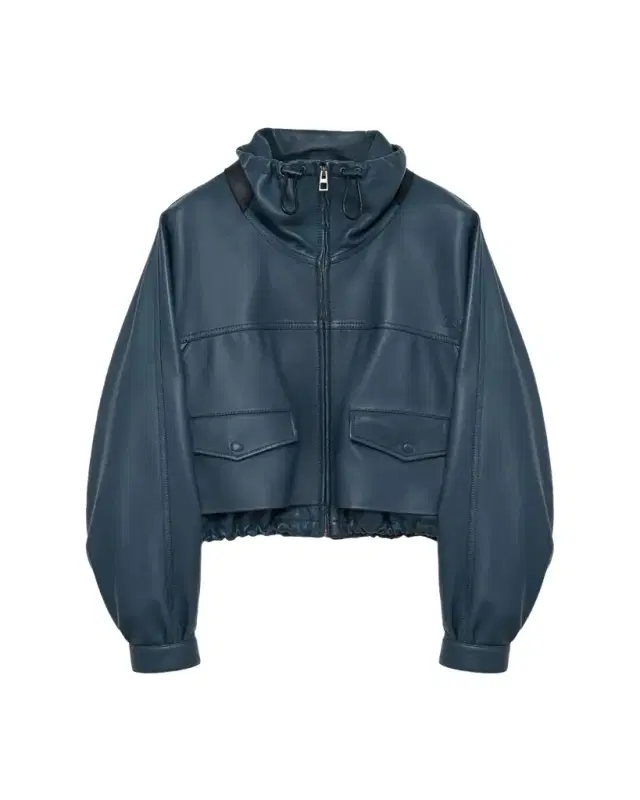 Double Layered Leather Zip Jacket