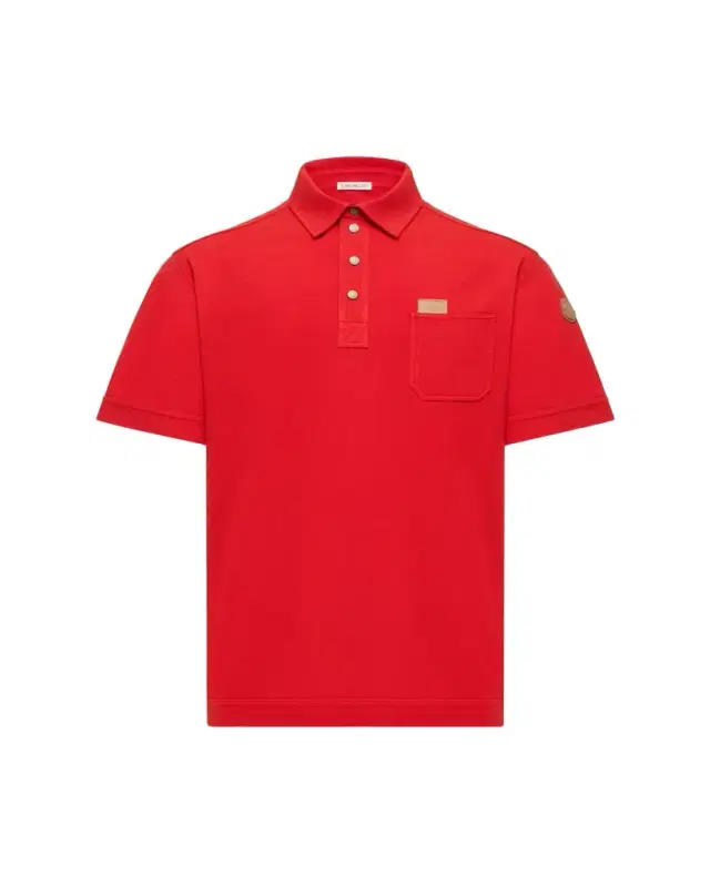 Moncler Men's Leather Logo Tag Cotton Pique Polo Shirt