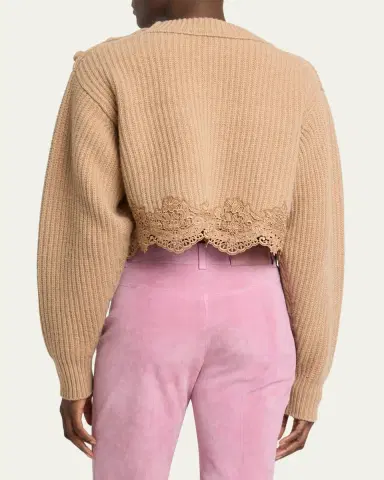 Chloé Wool-Cashmere Lace Trim Pullover | Thumbnail 3 Chloé Wool-Cashmere Lace Trim Pullover | Thumbnail 3