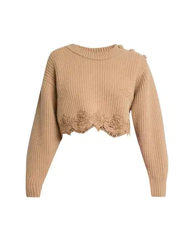 Chloé Wool-Cashmere Lace Trim Pullover | Thumbnail 1 Chloé Wool-Cashmere Lace Trim Pullover | Thumbnail 1