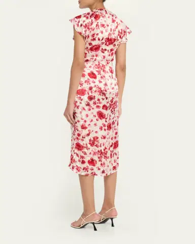 Isabel Marant Lyndsay Floral Burnout Flutter-Sleeve Midi Dress | Thumbnail 3