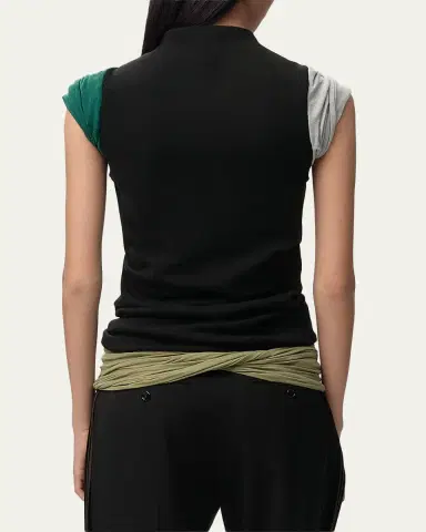 Loewe Mock-Neck Colorblock Cap-Sleeve Knit Top | Thumbnail 3 Loewe Mock-Neck Colorblock Cap-Sleeve Knit Top | Thumbnail 3