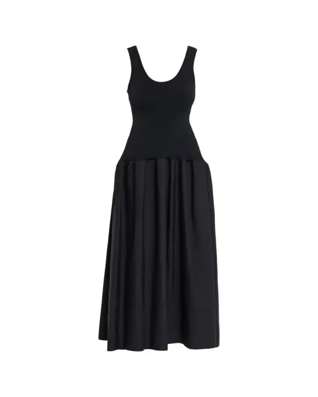Marina Sleeveless Cotton-Silk Flared Midi Dress