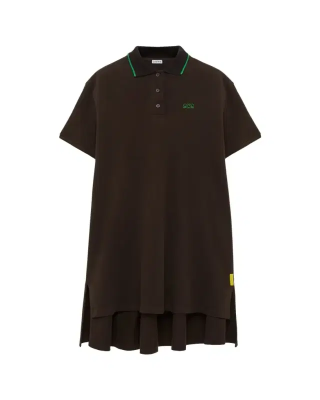 Loewe Short-Sleeve Cotton Pique High-Low Polo Dress