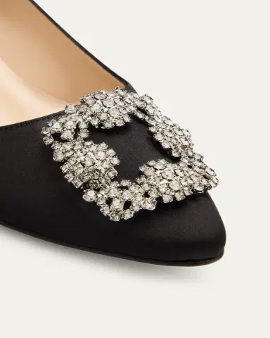 Manolo Blahnik 40mm Hangisibar Embellished Buckle Satin Pumps | Thumbnail 3 Manolo Blahnik 40mm Hangisibar Embellished Buckle Satin Pumps | Thumbnail 3