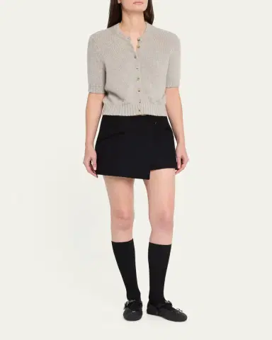 Miu Miu Flannel Leather-Strap Ballerina Flats | Thumbnail 3