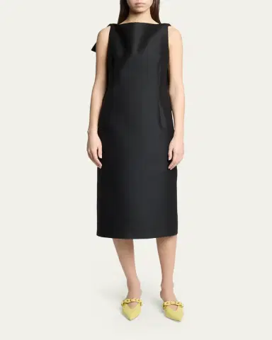 Balenciaga Sleeveless Folded V-Back Midi Dress | Thumbnail 2 Balenciaga Sleeveless Folded V-Back Midi Dress | Thumbnail 2