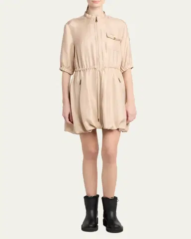 Moncler Silk Twill Mini Shirtdress | Thumbnail 2