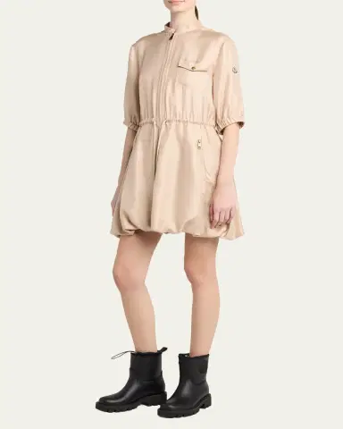 Moncler Silk Twill Mini Shirtdress | Thumbnail 4
