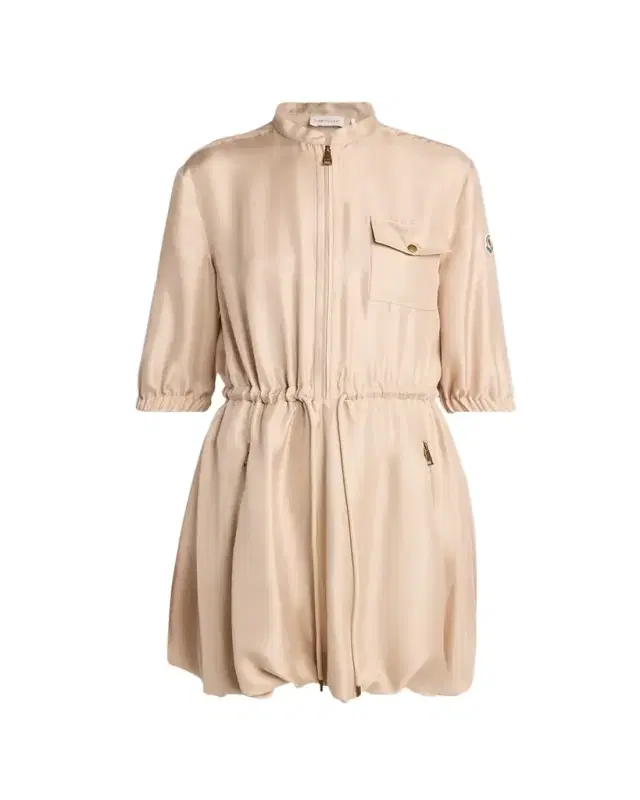 Moncler Silk Twill Mini Shirtdress