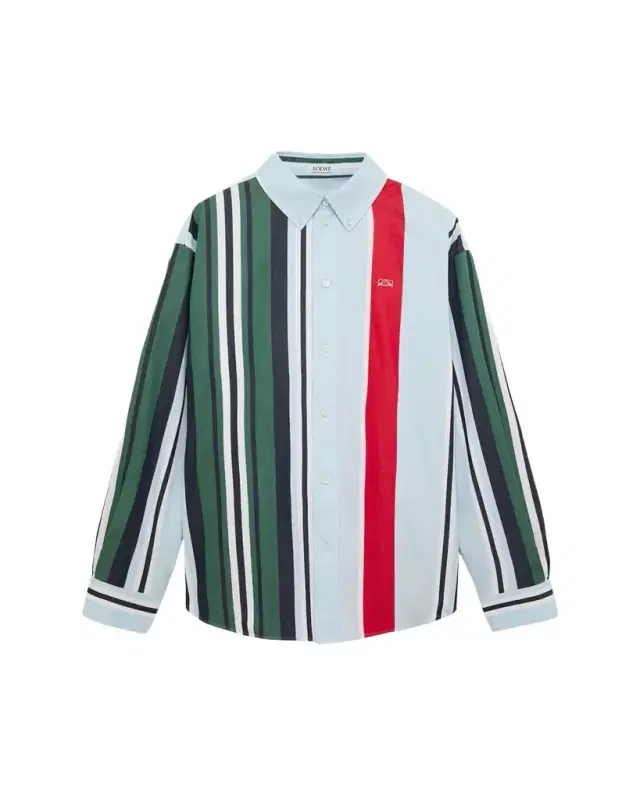Loewe Men's Variegated Stripe Twill Button-Down Shirt