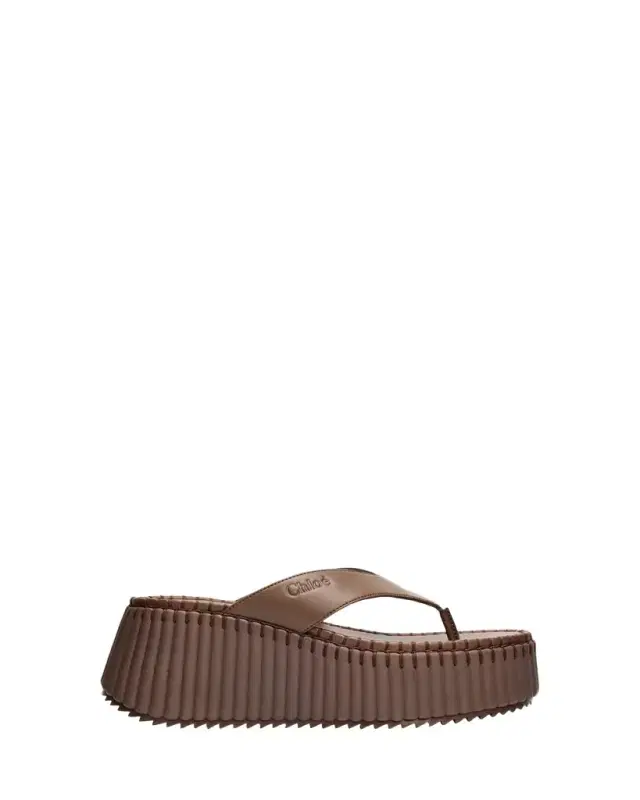 75mm Nama Platform Leather Thong Sandals