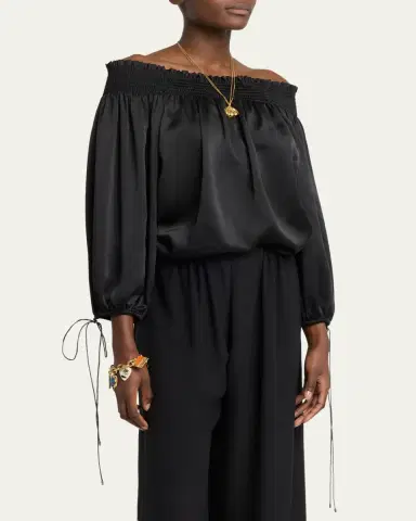 Chloé Silk Off-The-Shoulder Top | Thumbnail 4 Chloé Silk Off-The-Shoulder Top | Thumbnail 4