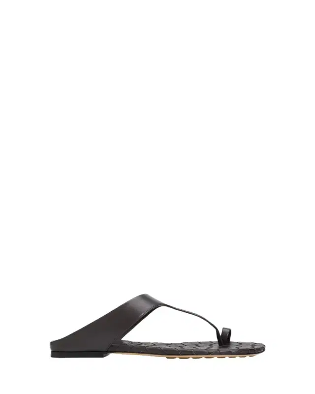 Bottega Veneta Livia Lagoon Nappa Leather Flat Toe-Ring Sandals