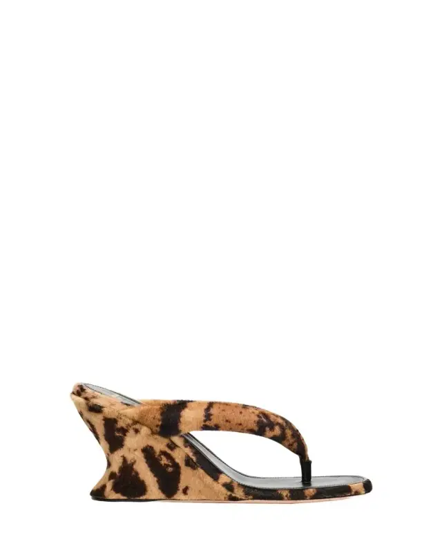 Balenciaga 90mm Gaeta Calf Hair Wedge Thong Sandals