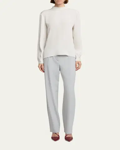 Giorgio Armani Neck-Tie Long-Sleeve Silk Top | Thumbnail 2 Giorgio Armani Neck-Tie Long-Sleeve Silk Top | Thumbnail 2