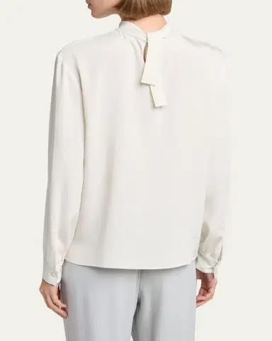 Giorgio Armani Neck-Tie Long-Sleeve Silk Top | Thumbnail 3 Giorgio Armani Neck-Tie Long-Sleeve Silk Top | Thumbnail 3