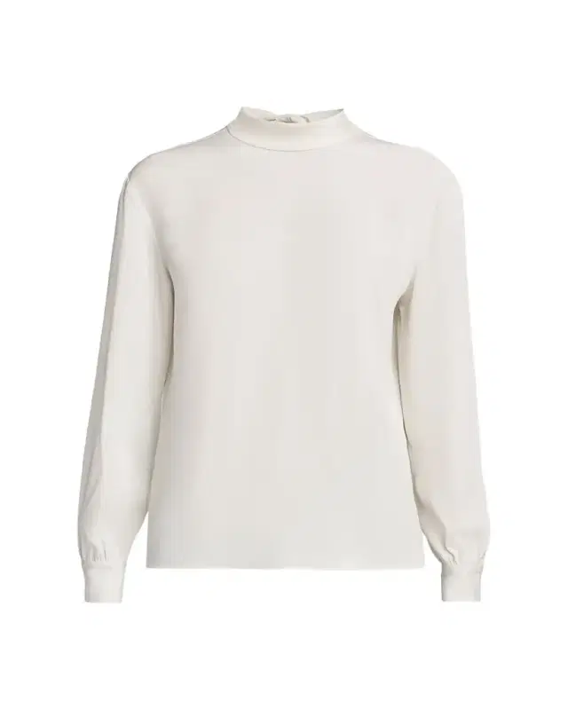 Giorgio Armani Neck-Tie Long-Sleeve Silk Top