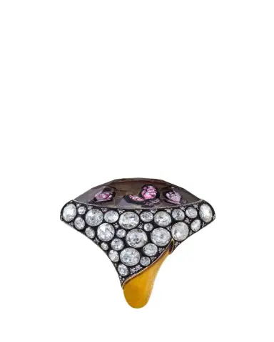 SEVAN BICAKCI 24K Yellow Gold and Silver Carved Butterfly Ring with Diamonds | Thumbnail 1
