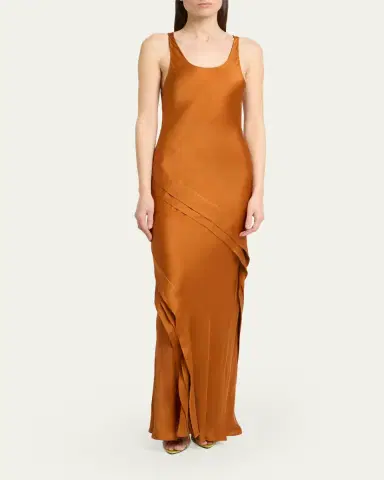 Saint Laurent Sleeveless Draped Silk Tank Dress | Thumbnail 2 Saint Laurent Sleeveless Draped Silk Tank Dress | Thumbnail 2