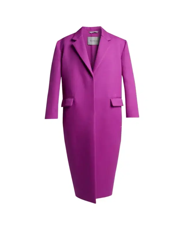 Balenciaga Chunky Wool Gabardine Long Sack Coat