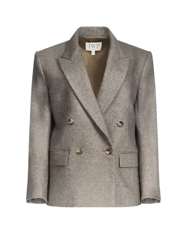Harper Double-Breasted Herringbone Blazer