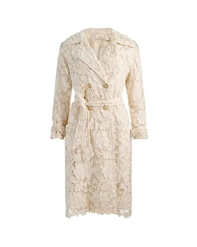 ALICE + OLIVIA Keith Eyelet Midi Trench Coat