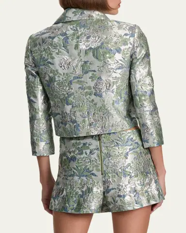 Alice + Olivia Weston Metallic Jacquard Cropped Jacket | Thumbnail 3 Alice + Olivia Weston Metallic Jacquard Cropped Jacket | Thumbnail 3