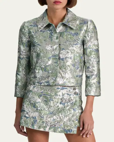 Alice + Olivia Weston Metallic Jacquard Cropped Jacket | Thumbnail 4 Alice + Olivia Weston Metallic Jacquard Cropped Jacket | Thumbnail 4