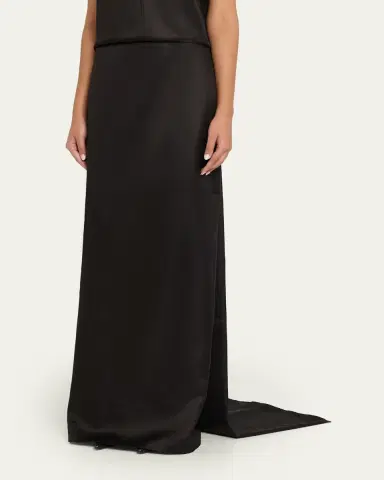 Brandon Maxwell Monroe Wool-Silk Train Maxi Skirt | Thumbnail 4