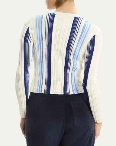 Theory Striped Long-Sleeve Knit Cardigan | Thumbnail 3 Theory Striped Long-Sleeve Knit Cardigan | Thumbnail 3