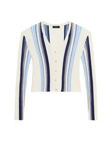 Theory Striped Long-Sleeve Knit Cardigan | Thumbnail 1 Theory Striped Long-Sleeve Knit Cardigan | Thumbnail 1