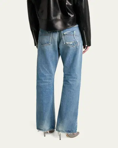 Balenciaga Mid-Rise Faded Denim Straight-Leg Jeans | Thumbnail 3