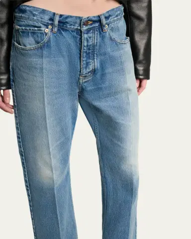 Balenciaga Mid-Rise Faded Denim Straight-Leg Jeans | Thumbnail 5