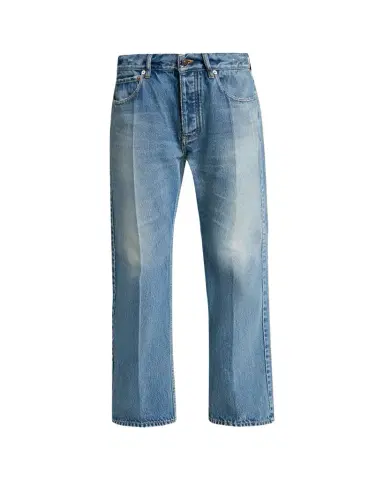 Balenciaga Mid-Rise Faded Denim Straight-Leg Jeans | Thumbnail 1