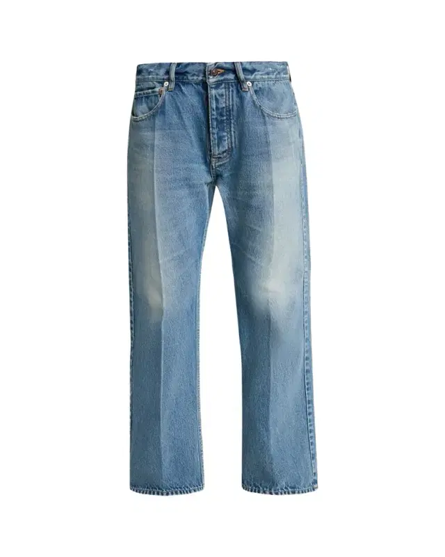 Mid-Rise Faded Denim Straight-Leg Jeans