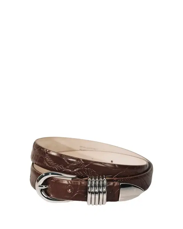Hollyhock Embossed Leather Belt