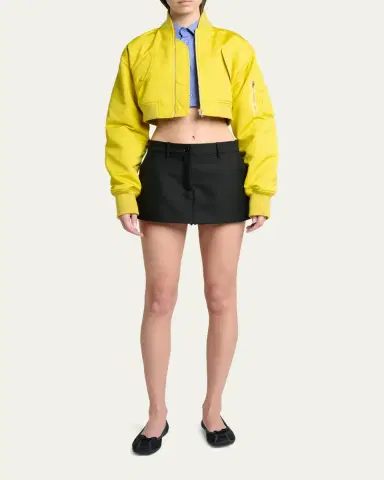 Balenciaga Technical Faille Crop Bomber Jacket | Thumbnail 2 Balenciaga Technical Faille Crop Bomber Jacket | Thumbnail 2
