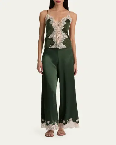 Alice + Olivia Athena Lace-Trim Satin Pants | Thumbnail 2 Alice + Olivia Athena Lace-Trim Satin Pants | Thumbnail 2