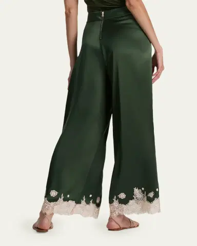 Alice + Olivia Athena Lace-Trim Satin Pants | Thumbnail 3 Alice + Olivia Athena Lace-Trim Satin Pants | Thumbnail 3