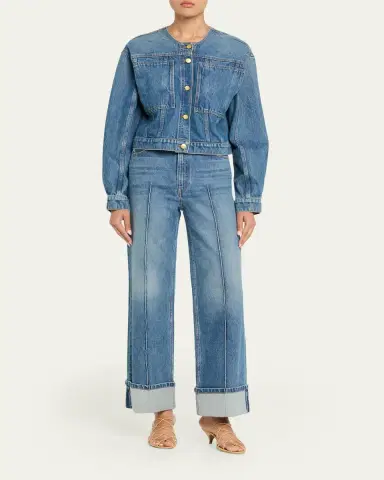 Ulla Johnson The Brair Denim Collarless Jacket | Thumbnail 2