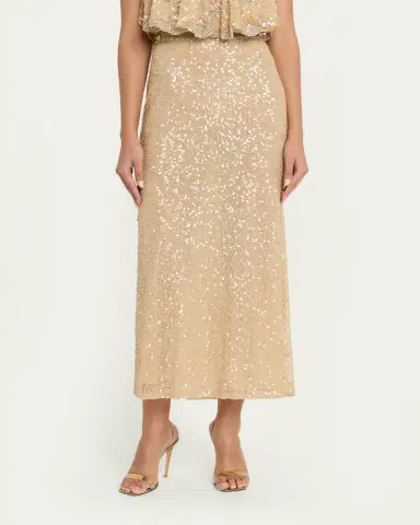 LoveShackFancy Lyndy Embellished Midi Skirt | Thumbnail 4