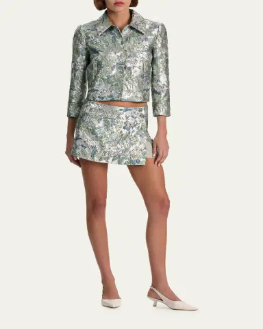 Alice + Olivia Somers Metallic Jacquard Mini Skort | Thumbnail 2 Alice + Olivia Somers Metallic Jacquard Mini Skort | Thumbnail 2
