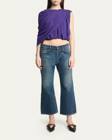 Balenciaga Asymmetric Draped Silk Cady Crop Top | Thumbnail 2 Balenciaga Asymmetric Draped Silk Cady Crop Top | Thumbnail 2