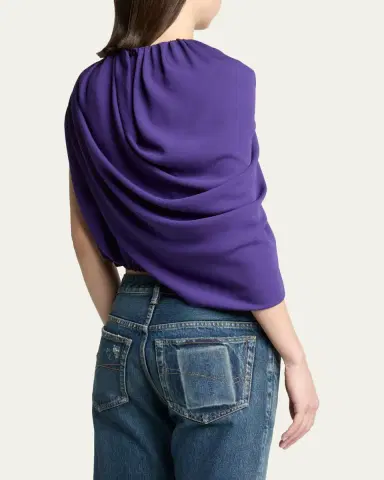 Balenciaga Asymmetric Draped Silk Cady Crop Top | Thumbnail 3 Balenciaga Asymmetric Draped Silk Cady Crop Top | Thumbnail 3